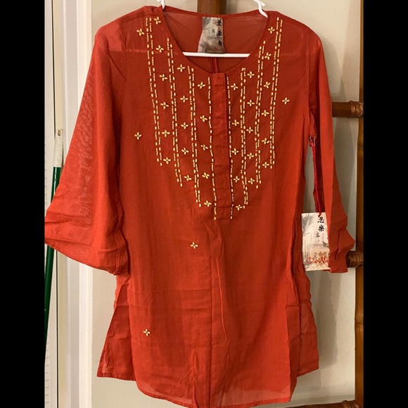 DA-NANG COTTON EMBELLISHED OVERSIZED XS TUNIC NEW - Picture 1 of 9